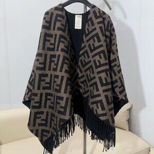 Fendi FF Reversible Wool Cape Shawl